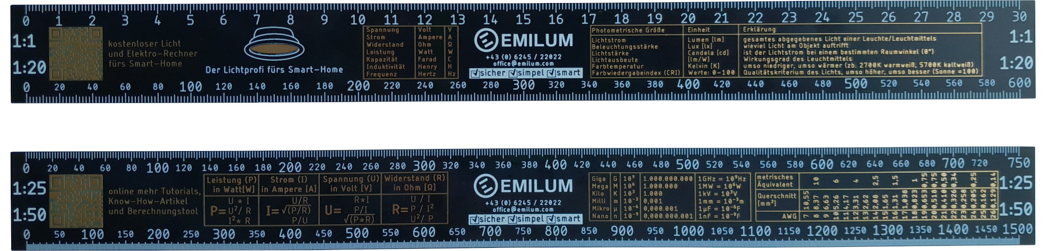 Maßstabs-Lineal für Elektro- Lichtplaner & Bauherren