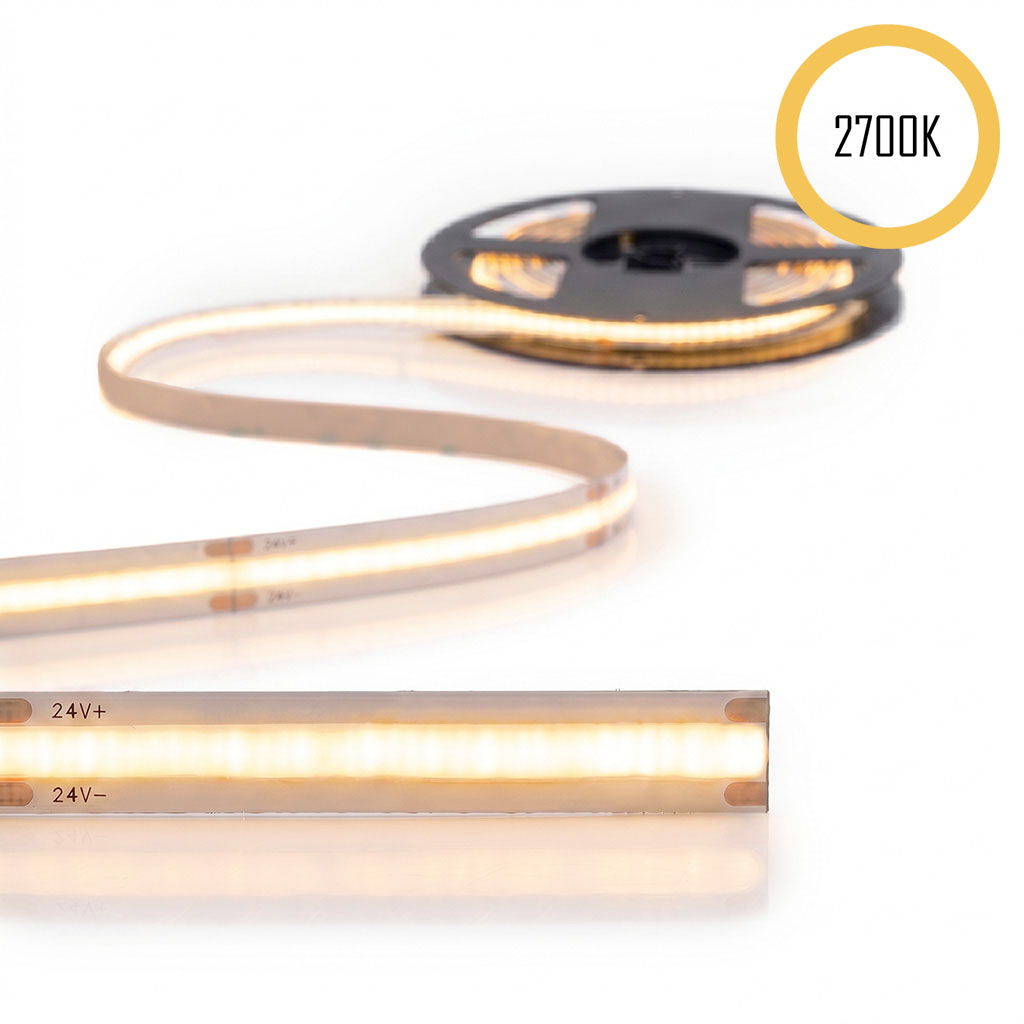COB LED-Streifen 24V, 2700K, 14.4W, CRI90, 480LED, IP20, 10mm