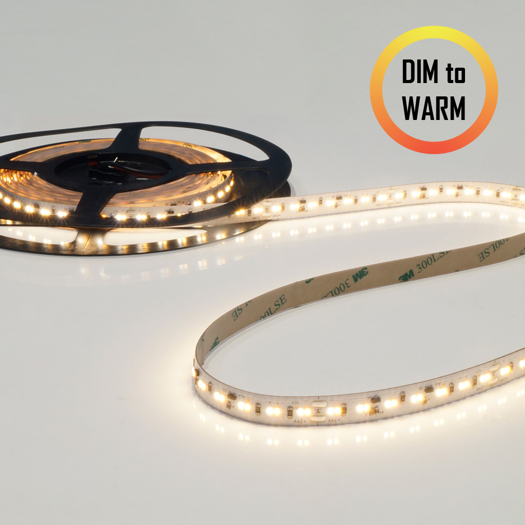 LED-Streifen Dim To Warm, 3000K-2200K, 24V, 17W, CRI90, 224LED, IP20, 10mm