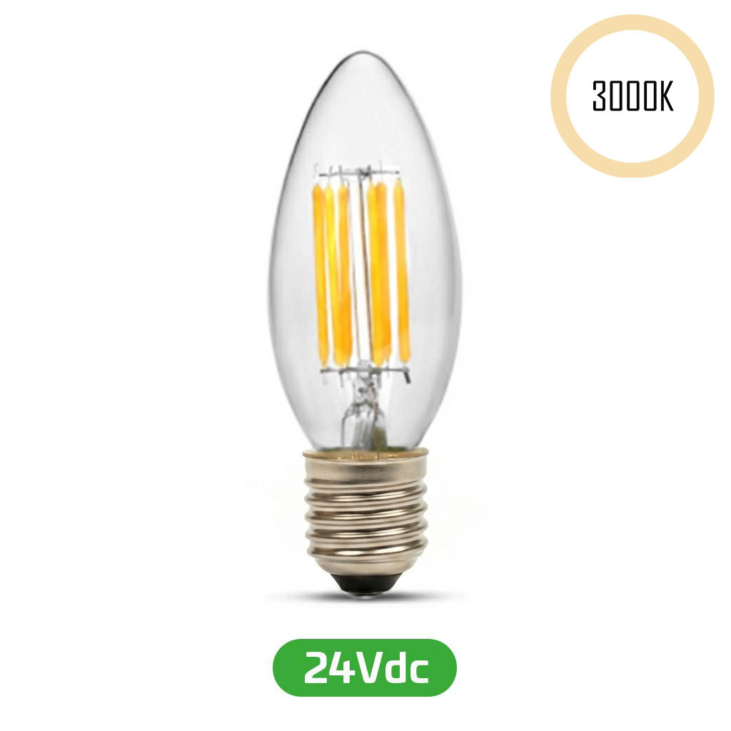LED-Filament Kerze, 24V, 5W, 3000K, E27