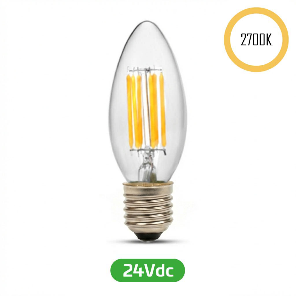 LED-Filament Kerze, 24V, 5W, 2700K, E27
