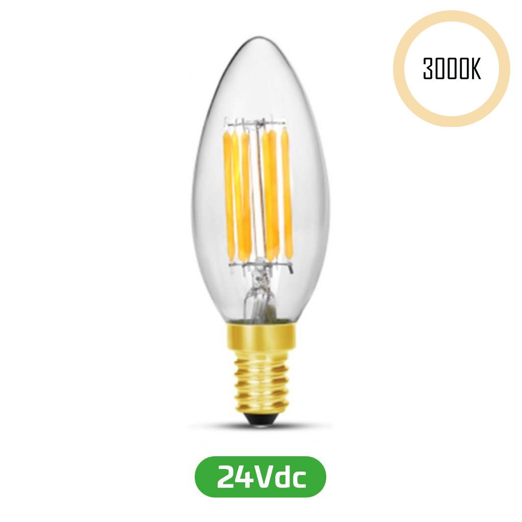 LED-Filament Kerze, 24V, 5W, 3000K, E14
