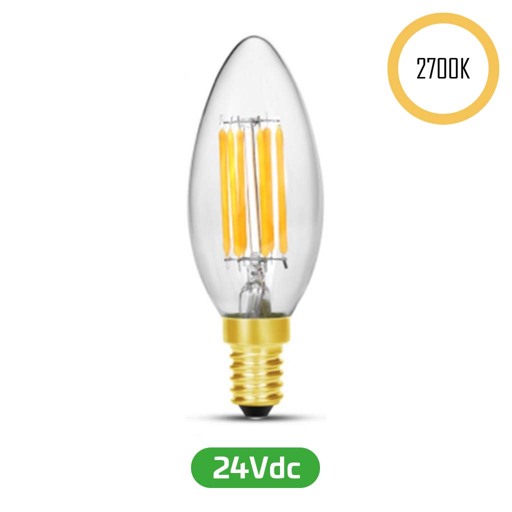 LED-Filament Kerze, 24V, 5W, 2700K, E14