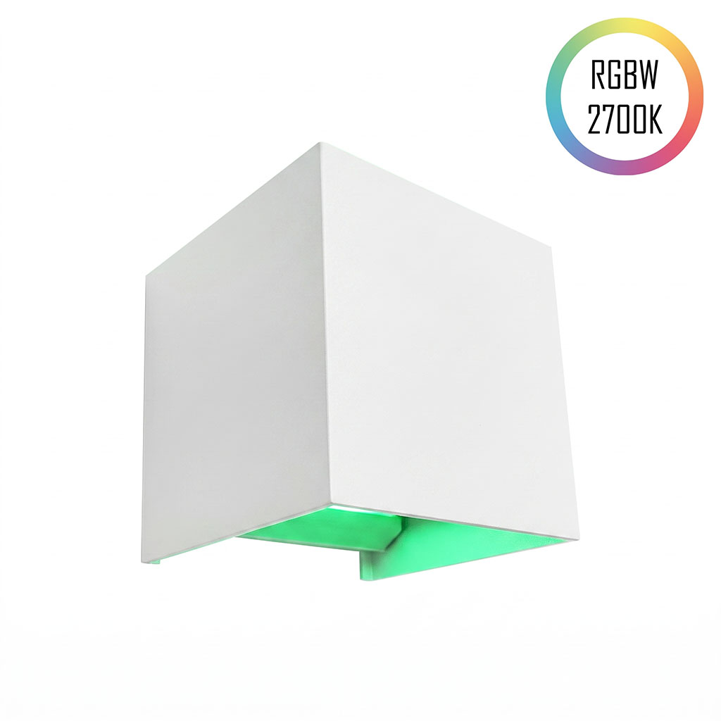 LED-Wandleuchte 24V, 8W, RGBW/2700K, CRI90, IP54 Weiß