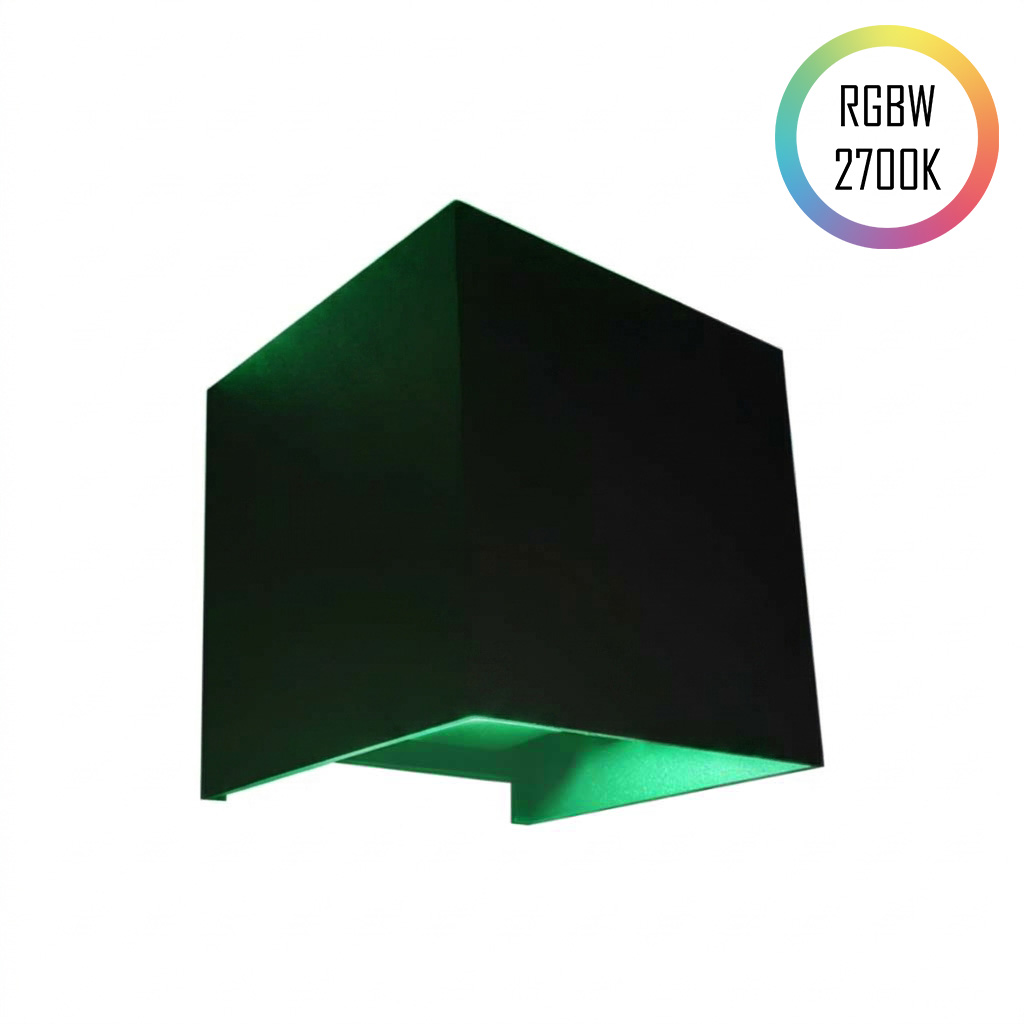 LED-Wandleuchte 24V, 8W, RGBW/2700K, CRI90, IP54 Schwarz