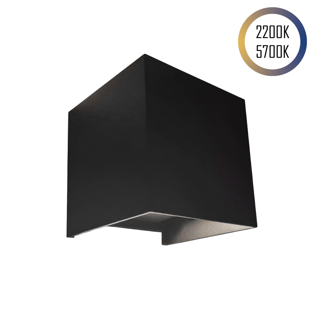 LED-Wandleuchte 24V, 10W, Tunable White, CRI90, IP54 Schwarz