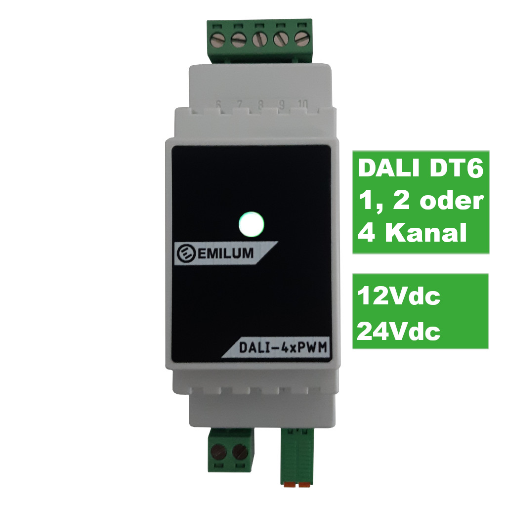 LED-PWM-Dimmer, 4-Kanal, DALI DT6, 12-24V, 300W (150W @12V)